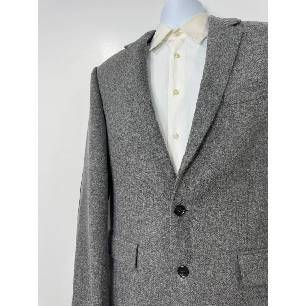 J. Crew Men Grey Ludlow Blazer Jacket Wool Elbow Patches 38S